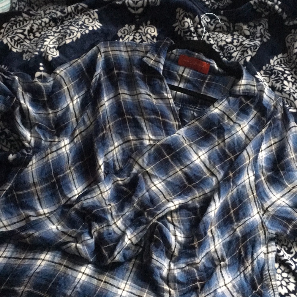 Akira Chicago blue flannel blouse
